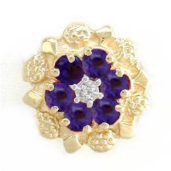 N318 14K 6 ROUND AMETHYST DIAMOND NUGGET SLIDE 